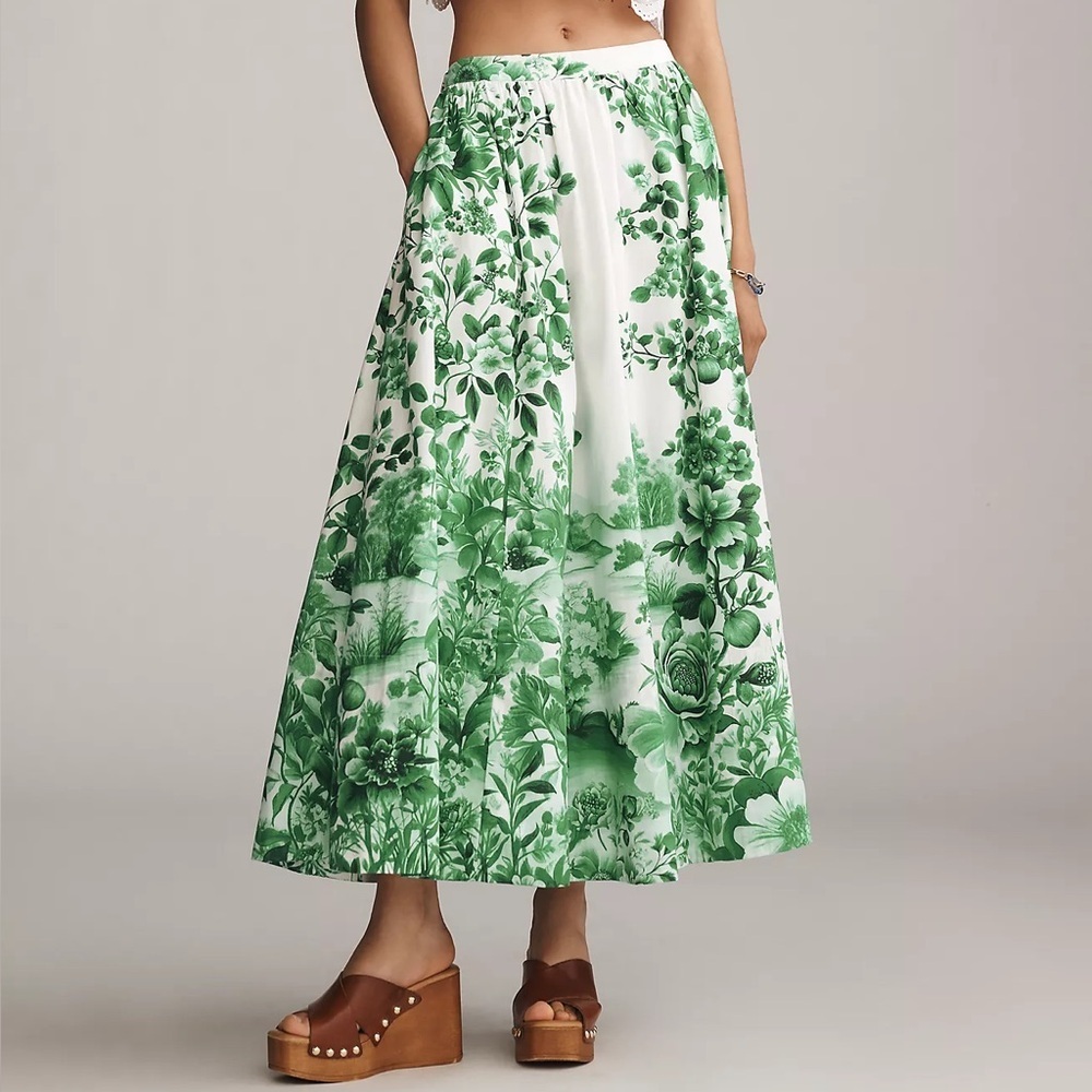 NWT! Anthropologie Maeve Jacie Poplin Printed Maxi Skirt 🍑